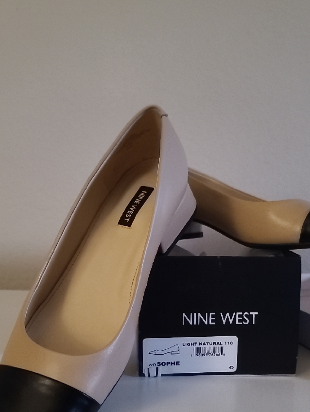 Nine West Beige and Black Cap-Toe Ballet Flats - Picture 5 of 5